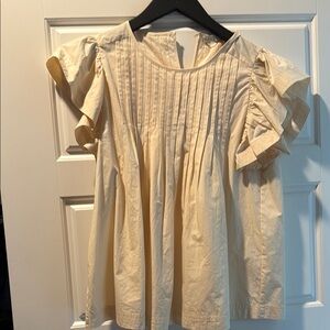 Cream Ruffle Sleeve Blouse Marie Oliver size medium